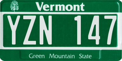 VT license plate YZN147