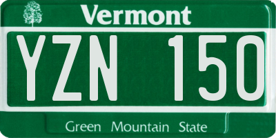 VT license plate YZN150