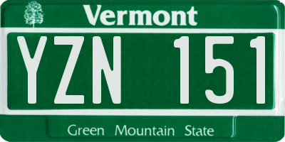 VT license plate YZN151