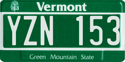 VT license plate YZN153