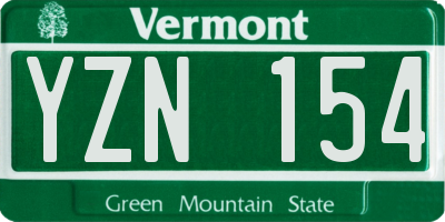 VT license plate YZN154