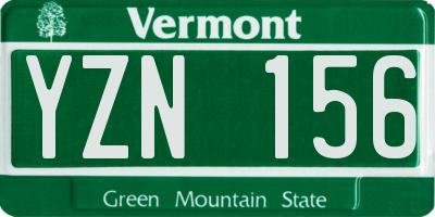VT license plate YZN156