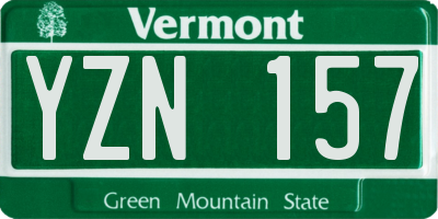 VT license plate YZN157