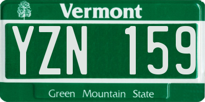 VT license plate YZN159