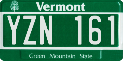VT license plate YZN161