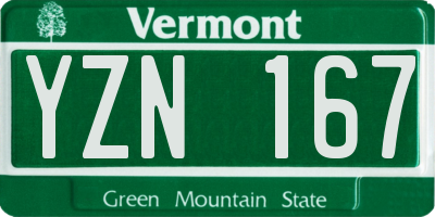 VT license plate YZN167