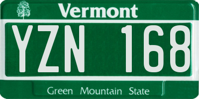 VT license plate YZN168