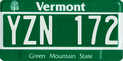 VT license plate YZN172