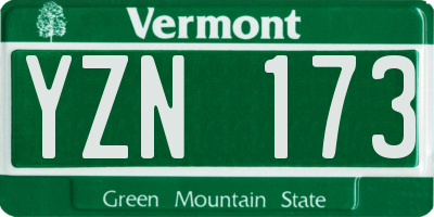 VT license plate YZN173