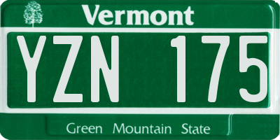 VT license plate YZN175