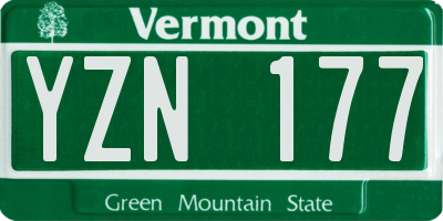 VT license plate YZN177