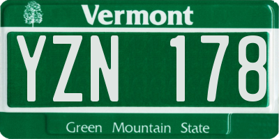 VT license plate YZN178