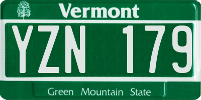 VT license plate YZN179