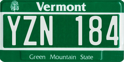 VT license plate YZN184
