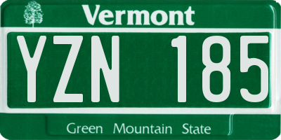 VT license plate YZN185