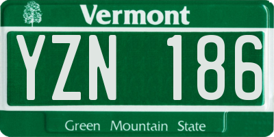 VT license plate YZN186