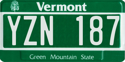 VT license plate YZN187