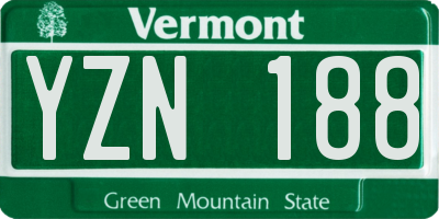 VT license plate YZN188