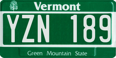 VT license plate YZN189