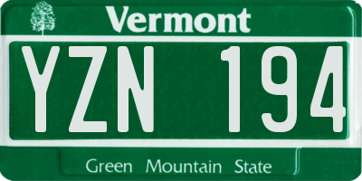 VT license plate YZN194