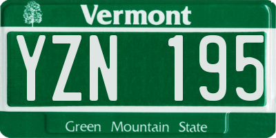 VT license plate YZN195