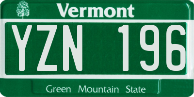 VT license plate YZN196