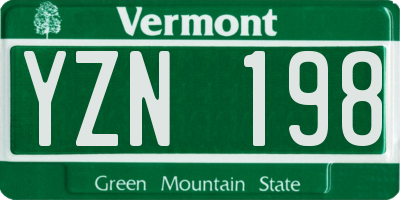 VT license plate YZN198