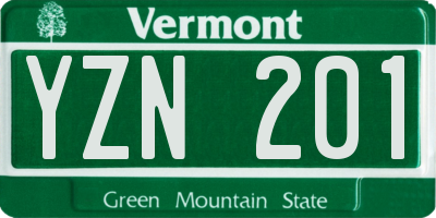 VT license plate YZN201