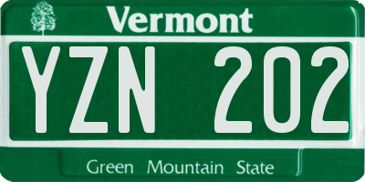 VT license plate YZN202