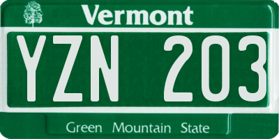 VT license plate YZN203