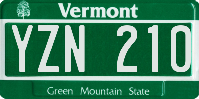 VT license plate YZN210