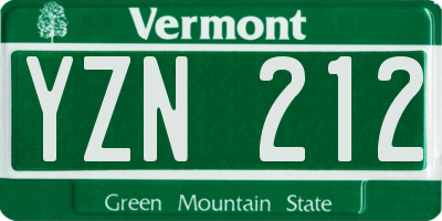VT license plate YZN212