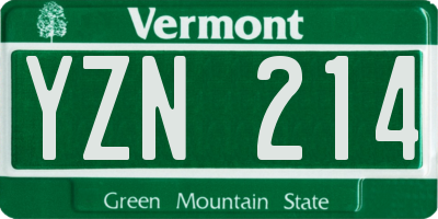 VT license plate YZN214