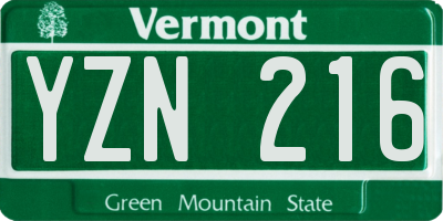 VT license plate YZN216