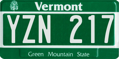 VT license plate YZN217