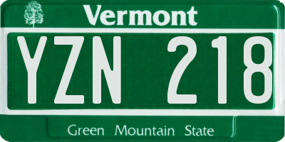 VT license plate YZN218