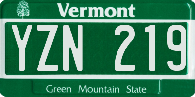 VT license plate YZN219