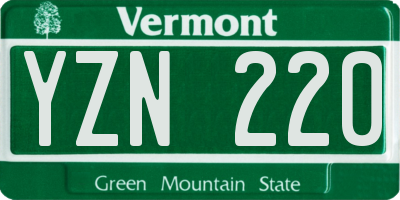 VT license plate YZN220