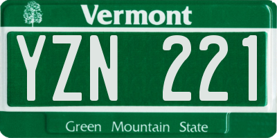 VT license plate YZN221