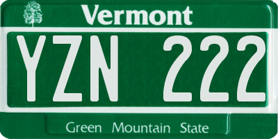 VT license plate YZN222