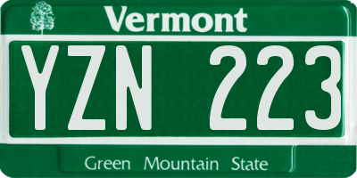 VT license plate YZN223