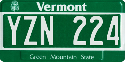 VT license plate YZN224