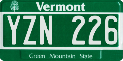 VT license plate YZN226