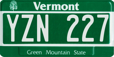 VT license plate YZN227