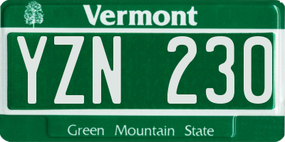VT license plate YZN230