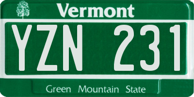 VT license plate YZN231