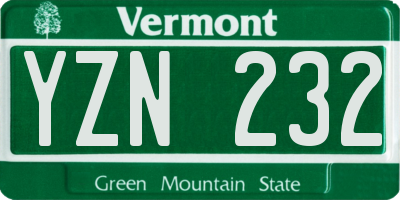 VT license plate YZN232