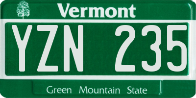 VT license plate YZN235