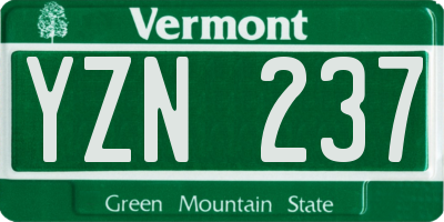 VT license plate YZN237