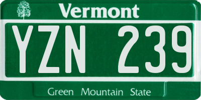 VT license plate YZN239